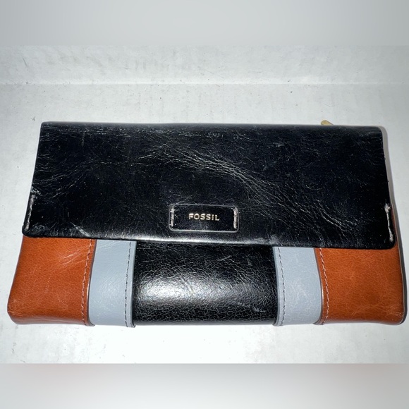 Fossil Handbags - FOSSIL Ellis Black, Brown, and Gray Wallet